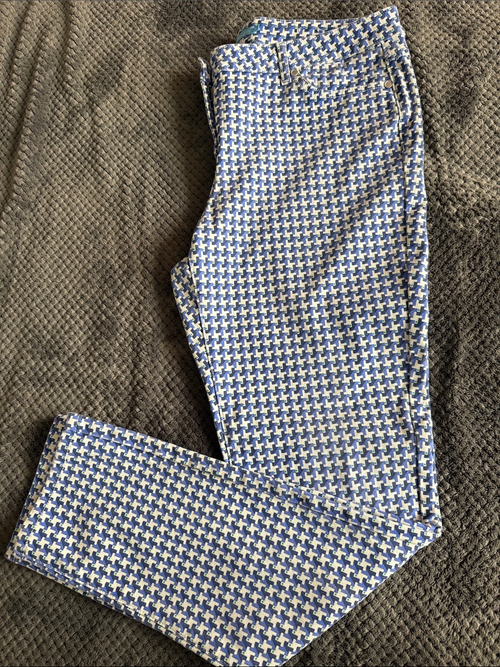J McLaughlin Blue & White Houndstooth Pants